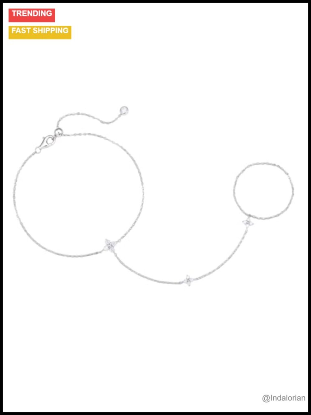 Gold Plated 925 Sterling Silver Moissanite Hand Chain Bracelet Adjustable